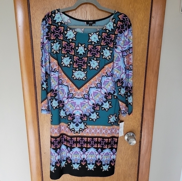 MSK Tunic Multicolored Dress Size Medium NWT - Picture 2 of 7
